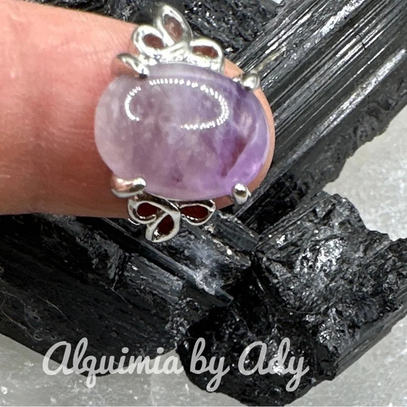 Amethyst silver Victorian gem ring - Picture 2 of 9